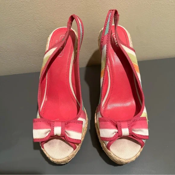 Coach Grace Watercolor straw wedge sandals multicolored Y2K Size 8.5 - Picture 2 of 11